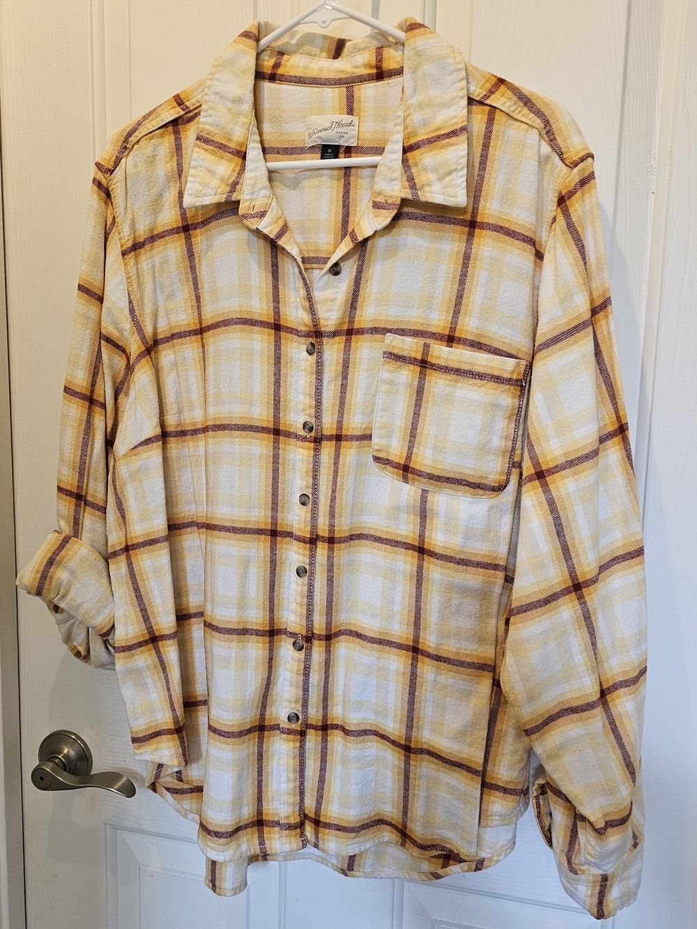 Universal Thread Rust And Yellow Plaid Button-Down Shirt